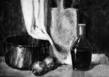 Still Life 1968, oil on primed paper 59 x 40 cm